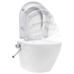 vidaXL WC a Muro senza Bordo con Sciacquone Nascosto Ceramica Bianco