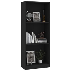   Libreria a 3 Ripiani Nera 40x24x108 cm in Truciolato