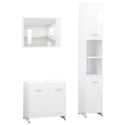 vidaXL Set Mobili da Bagno 3 pz Bianco in Truciolato