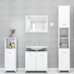 vidaXL Set Mobili da Bagno 3 pz Bianco Lucido in Truciolato