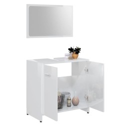 vidaXL Set Mobili da Bagno 3 pz Bianco Lucido in Truciolato