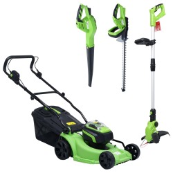 vidaXL Tagliaerba Cordless con Set Attrezzi da Giardino Elettrici