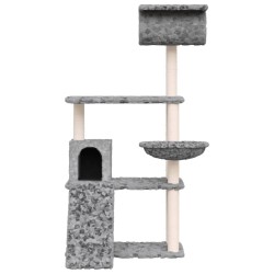   Albero per Gatti con Tiragraffi in Sisal Grigio Chiaro 131 cm