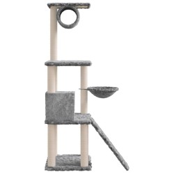   Albero per Gatti con Tiragraffi in Sisal Grigio Chiaro 131 cm