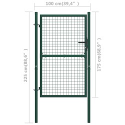 Cancello per Recinzione in Acciaio 100x175 cm Verde