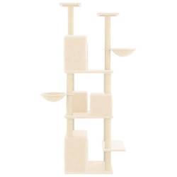   Albero per Gatti con Tiragraffi in Sisal Crema 180 cm