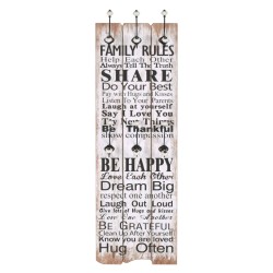 Appendiabiti da Parete con 6 Ganci FAMILY RULES 120x40 cm