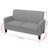   Divano a 2 Posti 135x65x76 cm Grigio Chiaro