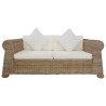   Set di Divani 2 pz con Cuscini in Rattan Naturale