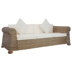   Set di Divani 2 pz con Cuscini in Rattan Naturale