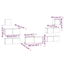   Set di Mobili Porta TV 7 pz Rovere Fumo in Legno Ingegnerizzato