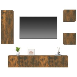   Set di Mobili Porta TV 5 pz Rovere Fumo in Legno Ingegnerizzato