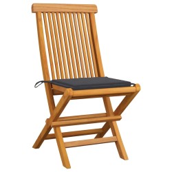 vidaXL Sedie da Giardino con Cuscini Antracite 2 pz Massello di Teak