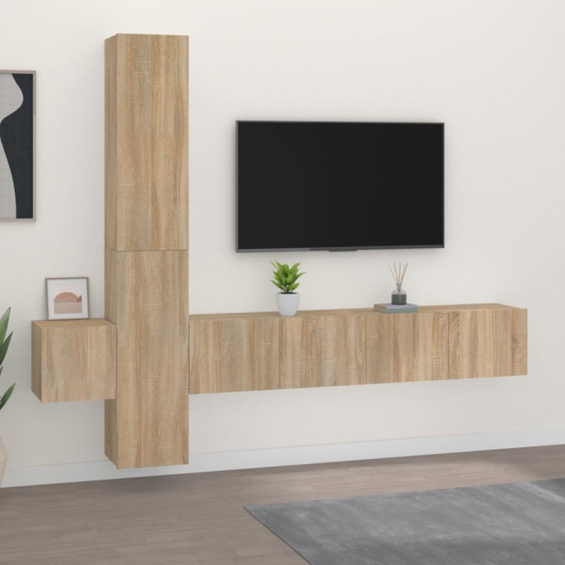   Set di Mobili Porta TV 5 pz Rovere Sonoma in Legno Ingegnerizzato