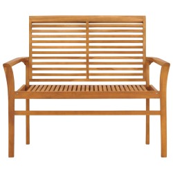 vidaXL Panca da Giardino e Cuscino Grigio Talpa 112 cm Massello Teak