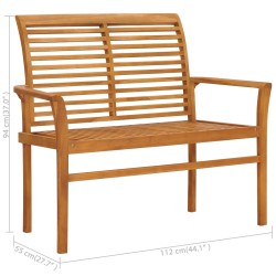 vidaXL Panca da Giardino e Cuscino Grigio Talpa 112 cm Massello Teak