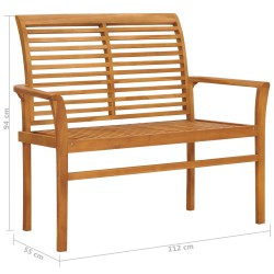 vidaXL Panca da Giardino con Cuscino Rosso Vino 112 cm Legno di Teak