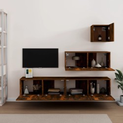   Set di Mobili Porta TV 4 pz Rovere Fumo in Legno Ingegnerizzato