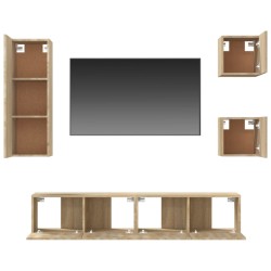   Set di Mobili Porta TV 5 pz Rovere Sonoma in Legno Ingegnerizzato