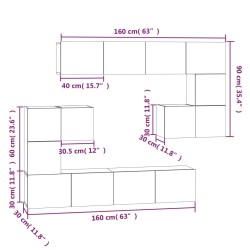 Mobile Porta TV a Parete Rovere Fumo in Legno Ingegnerizzato