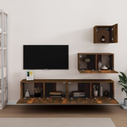 Set di Mobili Porta TV 4 pz Rovere Fumo in Legno Ingegnerizzato