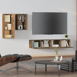   Set di Mobili Porta TV 4 pz Rovere Fumo in Legno Ingegnerizzato