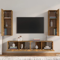 Set di Mobili Porta TV 4 pz Rovere Fumo in Legno Ingegnerizzato