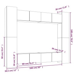 Set Mobili Porta TV 8pz Rovere Fumo in Legno Ingegnerizzato