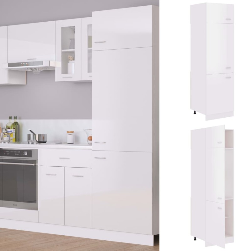   Armadio per Frigo Bianco Lucido 60x57x207 cm in Truciolato