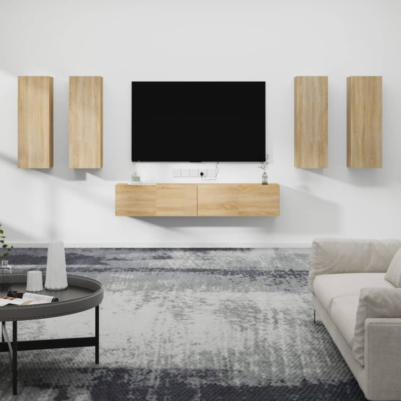   Set di Mobili Porta TV 6 pz Rovere Sonoma in Legno Ingegnerizzato