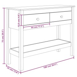   Tavolo Consolle Miele 100x35x75 cm in Legno Massello di Pino