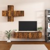 Set di Mobili Porta TV 7 pz Rovere Fumo in Legno Ingegnerizzato