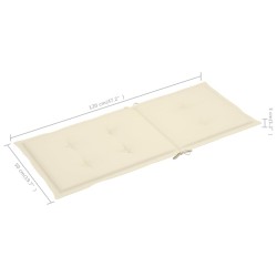 vidaXL Sedie da Giardino 4 pz con Cuscini Crema Massello di Teak