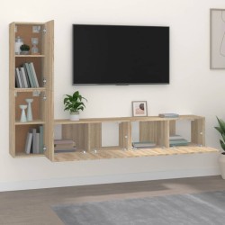   Set di Mobili Porta TV 4 pz Rovere Sonoma in Legno Ingegnerizzato