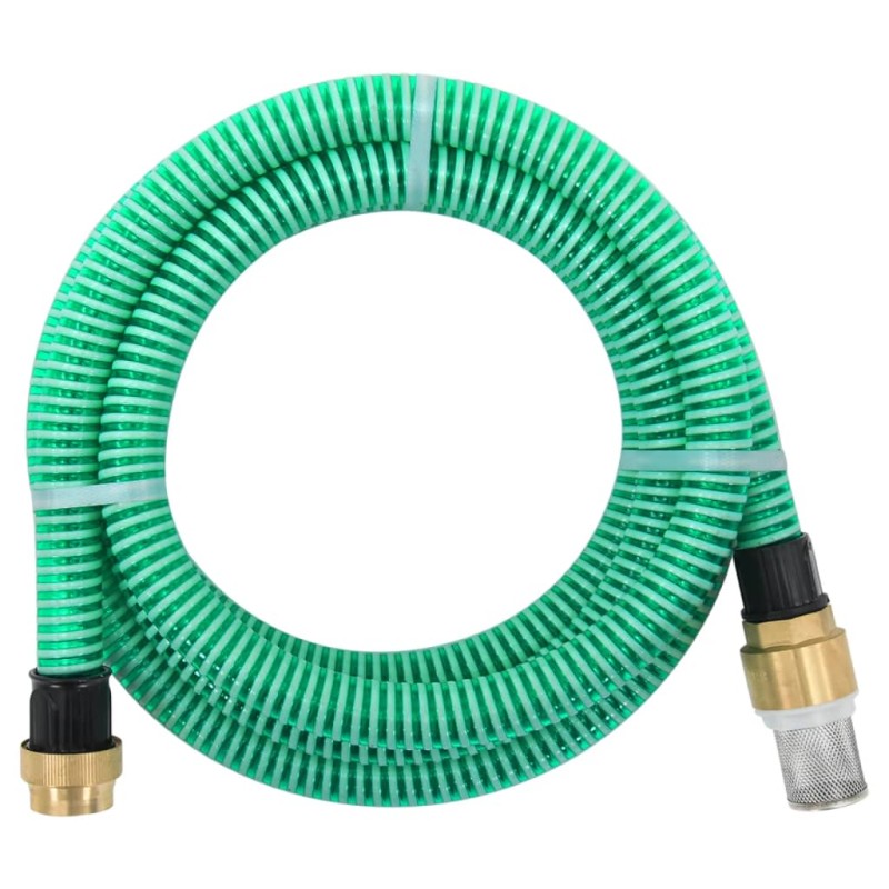 vidaXL Tubo di Aspirazione con Connettori in Ottone 25 m 25 mm Verde