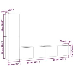   Set di Mobili Porta TV 4 pz Rovere Sonoma in Legno Ingegnerizzato