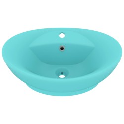 vidaXL Lavabo con Troppopieno Ovale Turchese Opaco 58,5x39 cm Ceramica