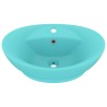 vidaXL Lavabo con Troppopieno Ovale Turchese Opaco 58,5x39 cm Ceramica