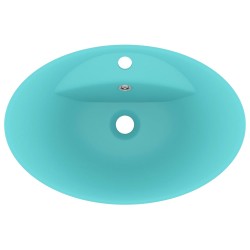 vidaXL Lavabo con Troppopieno Ovale Turchese Opaco 58,5x39 cm Ceramica