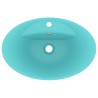 vidaXL Lavabo con Troppopieno Ovale Turchese Opaco 58,5x39 cm Ceramica