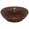 vidaXL Lavabo con Troppopieno Ovale Marrone Opaco 58,5x39cm Ceramica