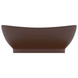 vidaXL Lavabo con Troppopieno Ovale Marrone Opaco 58,5x39cm Ceramica