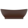 vidaXL Lavabo con Troppopieno Ovale Marrone Opaco 58,5x39cm Ceramica