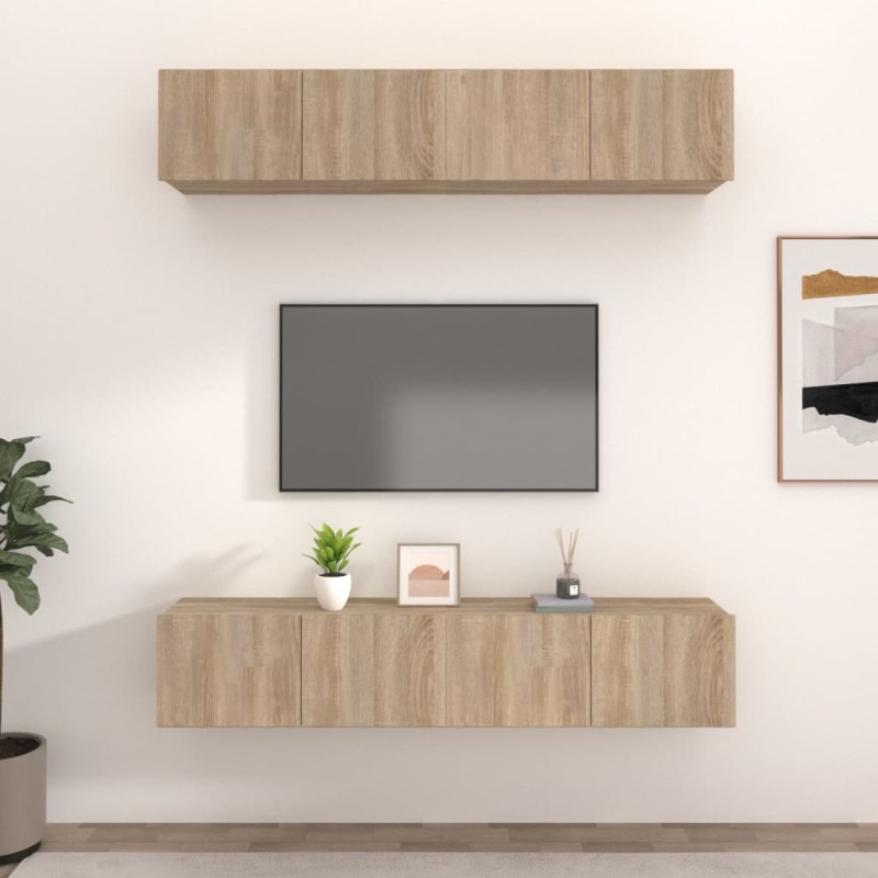   Mobili TV 4 pz Rovere Sonoma 80x30x30 cm in Legno Ingegnerizzato