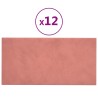 Pannelli Murali 12 pz Rosa 30x15 cm in Velluto 0,54 m²