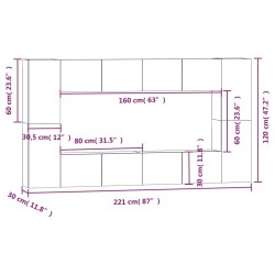   Set Mobili Porta TV 8pz Rovere Sonoma in Legno Ingegnerizzato