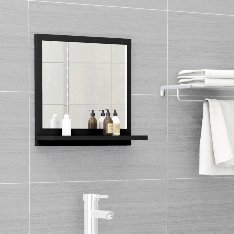   Specchio da Bagno Nero 40x10,5x37 cm in Truciolato