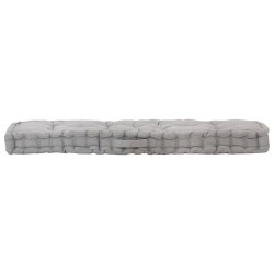 Cuscino per Pallet e Pavimento in Cotone 120x40x7 cm Grigio