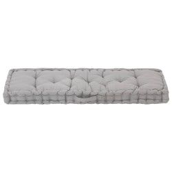 Cuscino per Pallet e Pavimento in Cotone 120x40x7 cm Grigio