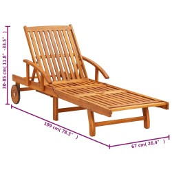 vidaXL Sdraio 2 pz con Cuscini in Legno Massello di Acacia